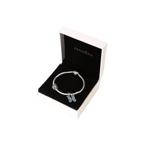 Pandora Silver Bracelet with Elegant Blue Accents